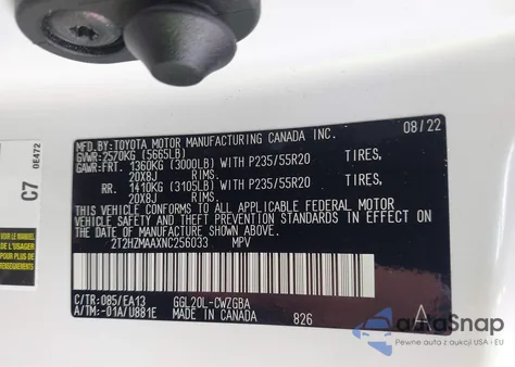 2022 Lexus Rx из США, поврежденный, VIN 2T2HZMAAXNC256033